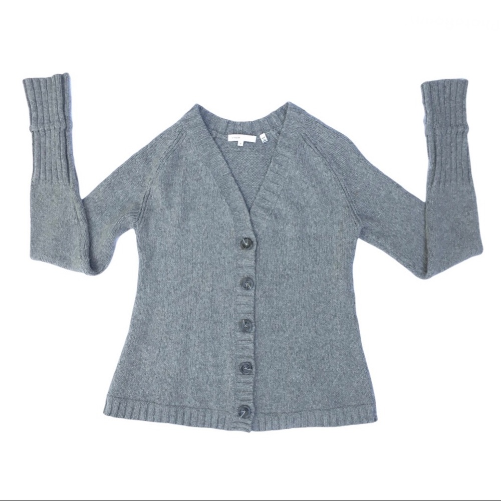 Vince grey 80% wool large button cardigan size M